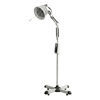 Liroma TDP-lamp 607A met mineraalschijf op een verrijdbaar statief met vijf wielen