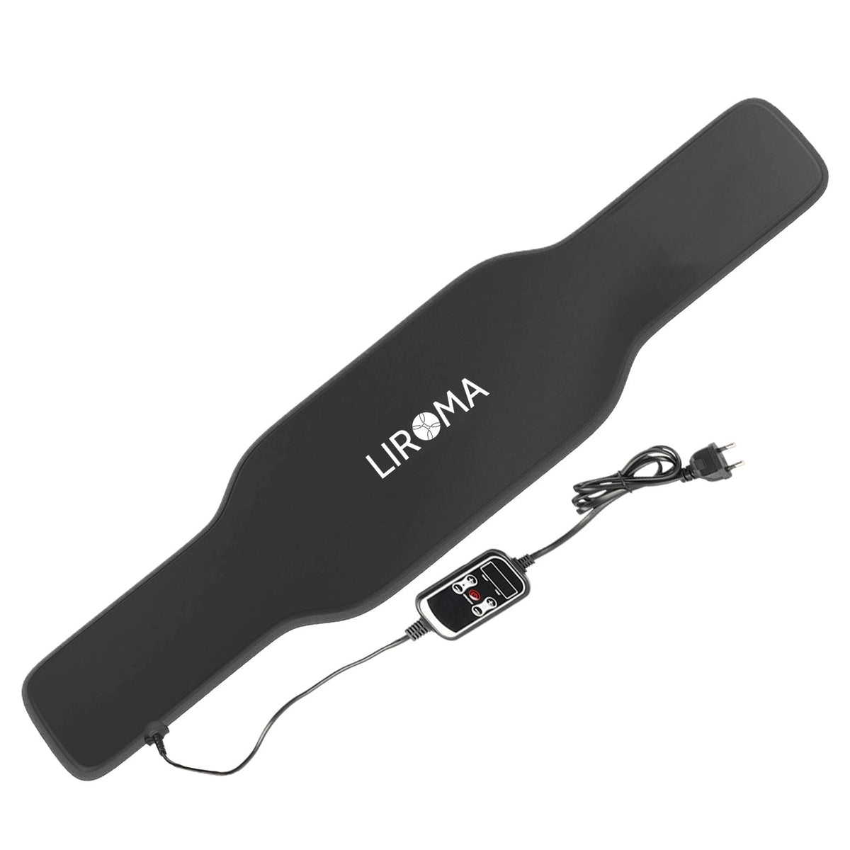 Liroma HeatPULSE infrarood rugband uitgevouwen met snoer en bedieningsunit