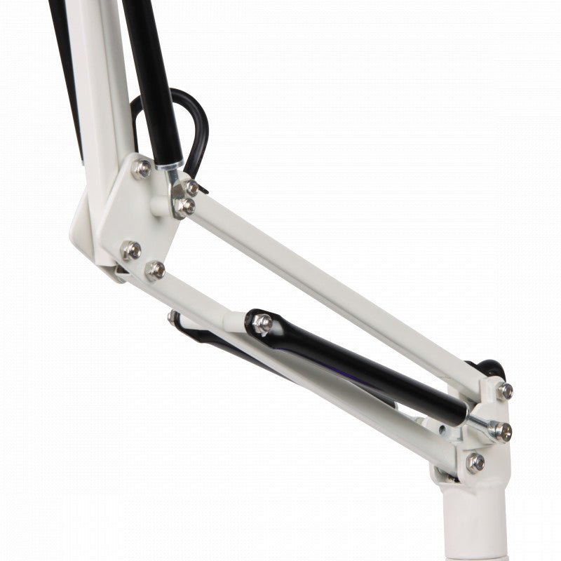 Close-up van de verstelbare scharnierarm met veren van de Liroma TDP-lamp 607A